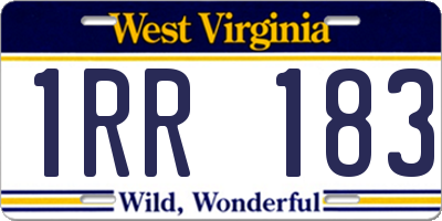 WV license plate 1RR183