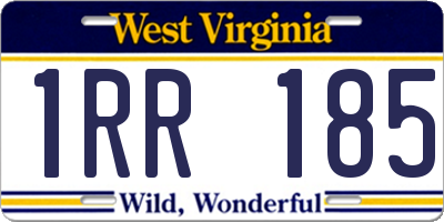 WV license plate 1RR185