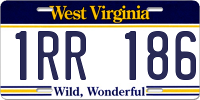 WV license plate 1RR186