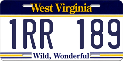 WV license plate 1RR189