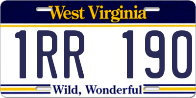 WV license plate 1RR190