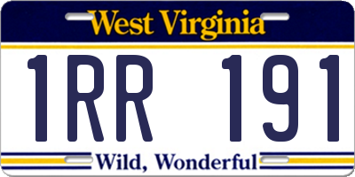 WV license plate 1RR191