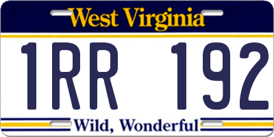 WV license plate 1RR192