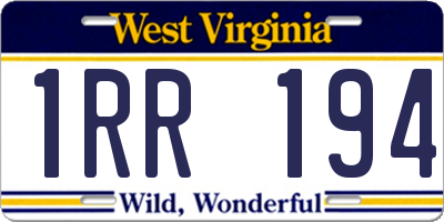 WV license plate 1RR194