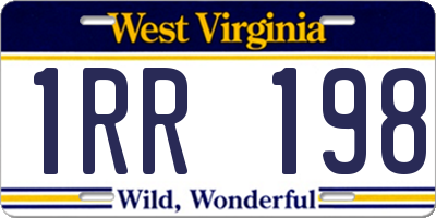 WV license plate 1RR198