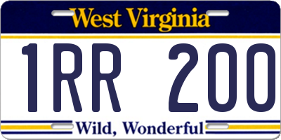 WV license plate 1RR200