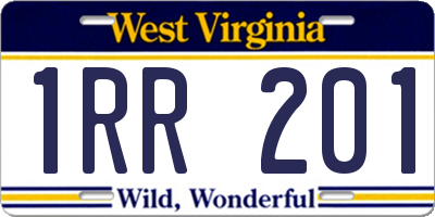 WV license plate 1RR201