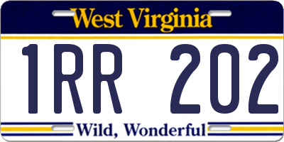 WV license plate 1RR202