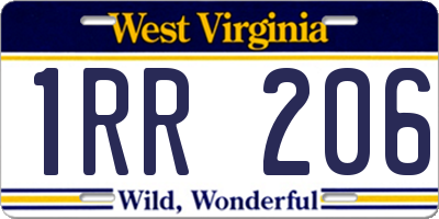 WV license plate 1RR206
