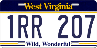 WV license plate 1RR207