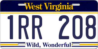 WV license plate 1RR208