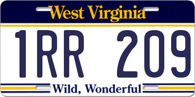 WV license plate 1RR209