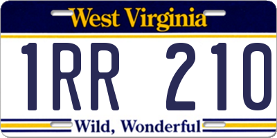 WV license plate 1RR210
