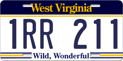 WV license plate 1RR211
