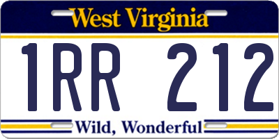 WV license plate 1RR212