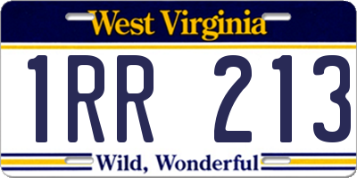 WV license plate 1RR213