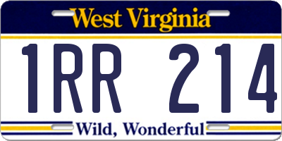 WV license plate 1RR214