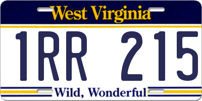 WV license plate 1RR215