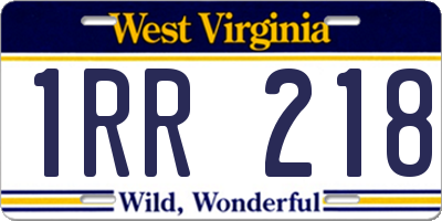 WV license plate 1RR218