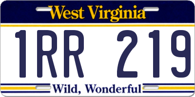 WV license plate 1RR219