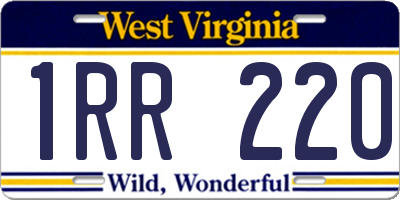 WV license plate 1RR220