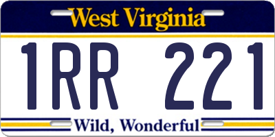 WV license plate 1RR221