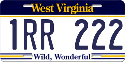 WV license plate 1RR222