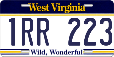 WV license plate 1RR223