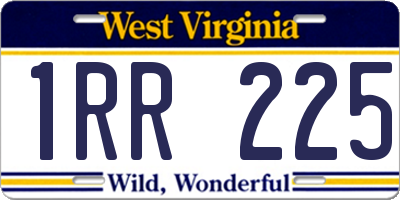 WV license plate 1RR225