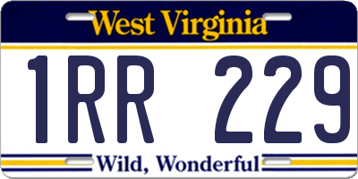 WV license plate 1RR229