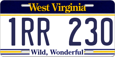 WV license plate 1RR230