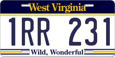 WV license plate 1RR231
