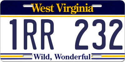 WV license plate 1RR232