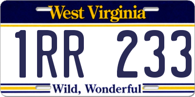 WV license plate 1RR233