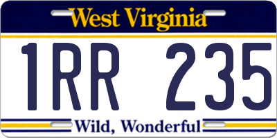 WV license plate 1RR235
