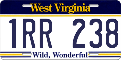 WV license plate 1RR238