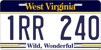 WV license plate 1RR240