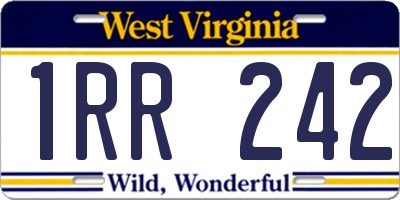 WV license plate 1RR242