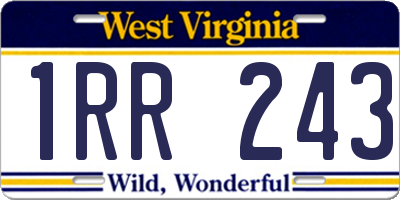 WV license plate 1RR243