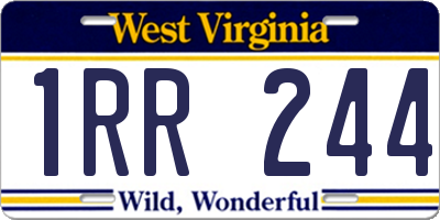 WV license plate 1RR244