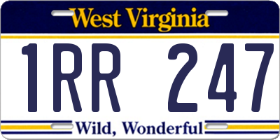WV license plate 1RR247