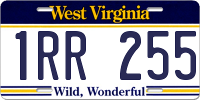 WV license plate 1RR255