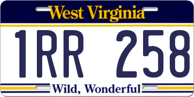 WV license plate 1RR258
