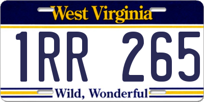 WV license plate 1RR265