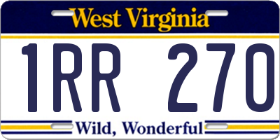 WV license plate 1RR270