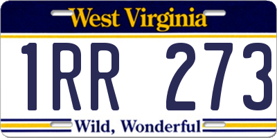 WV license plate 1RR273