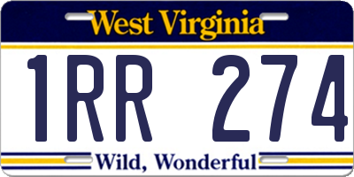 WV license plate 1RR274