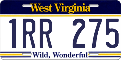 WV license plate 1RR275