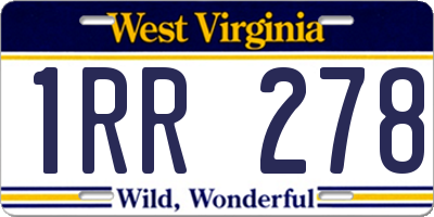 WV license plate 1RR278