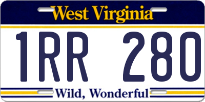 WV license plate 1RR280